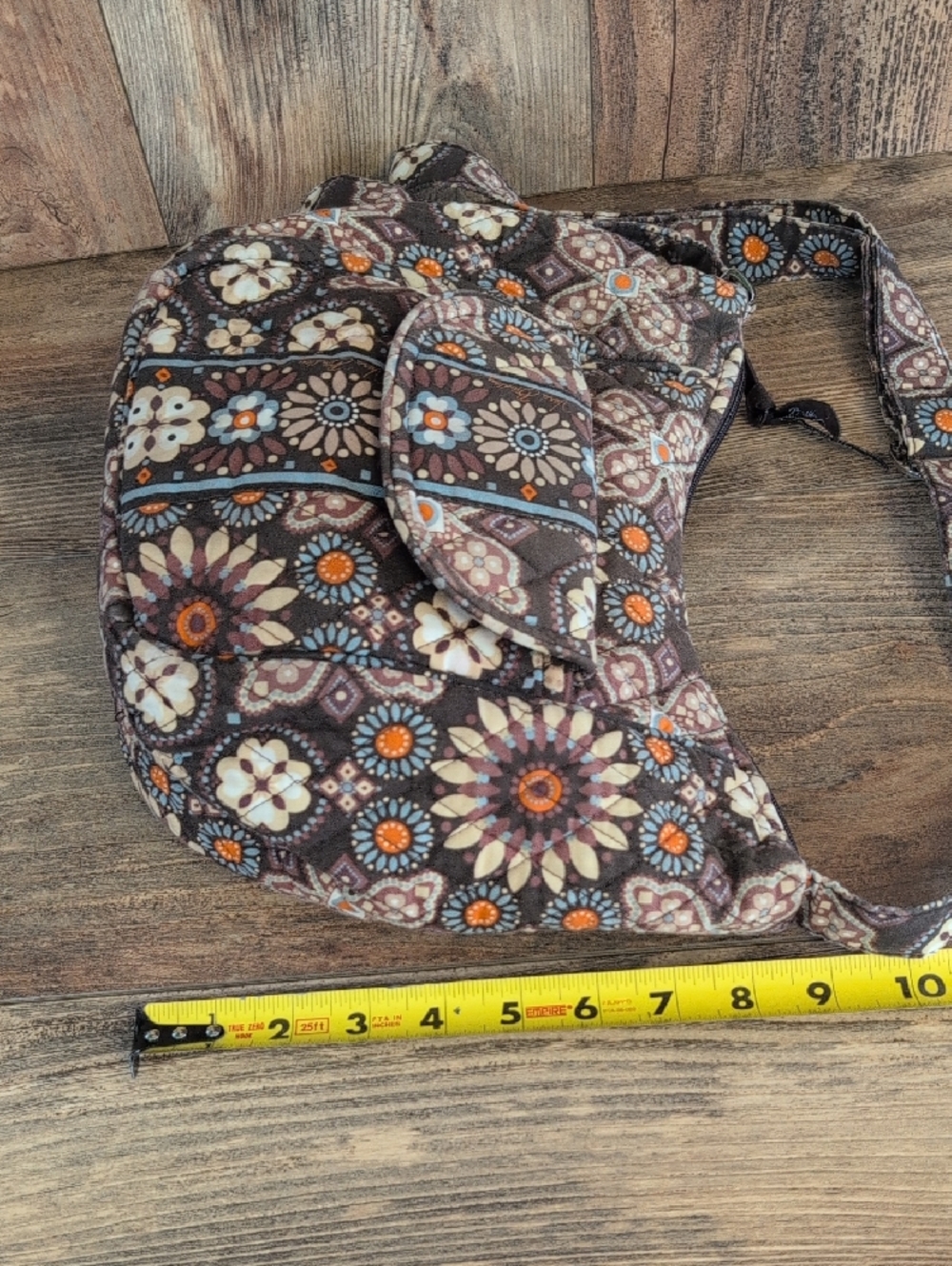 Vera Bradley Brown Floral Quilted Shoulder Crossbody Bag AB182 - Picture 5 of 8